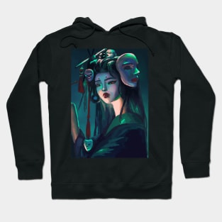 Japanese Geisha Girl Cyberpunk anime art Hoodie